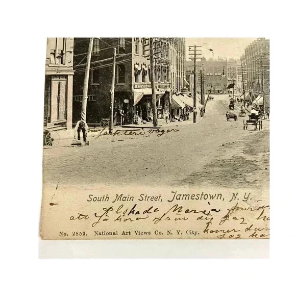 South Main Street Jamestown, NY Postcard 1904 Antique National Art Views 1c RPPC - Picture 3 of 5